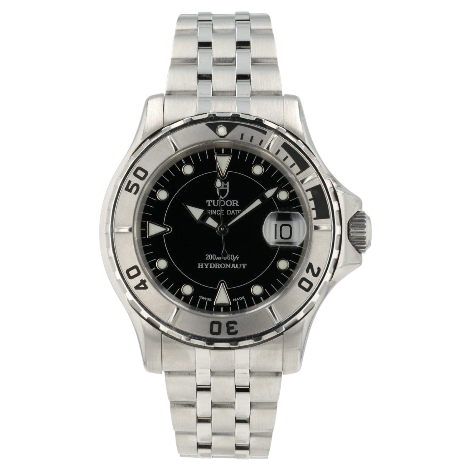 Tudor Hydronaut Prince Date Black Dial Stainless Steel 40mm Automatic Mens 89190