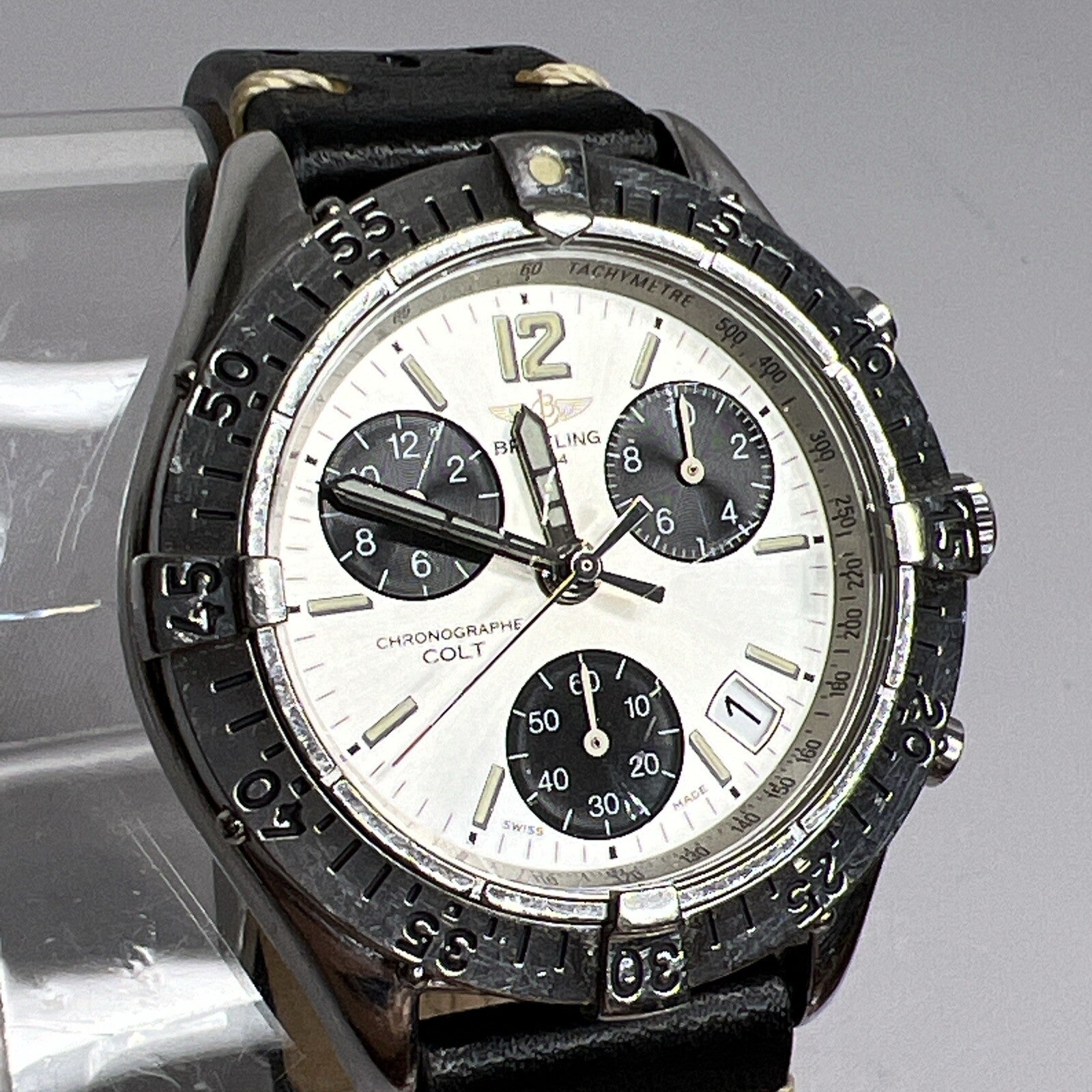 Men's 38mm BREITLING Colt A53035 Chronograph Quartz Steel WR 100M Date Watch