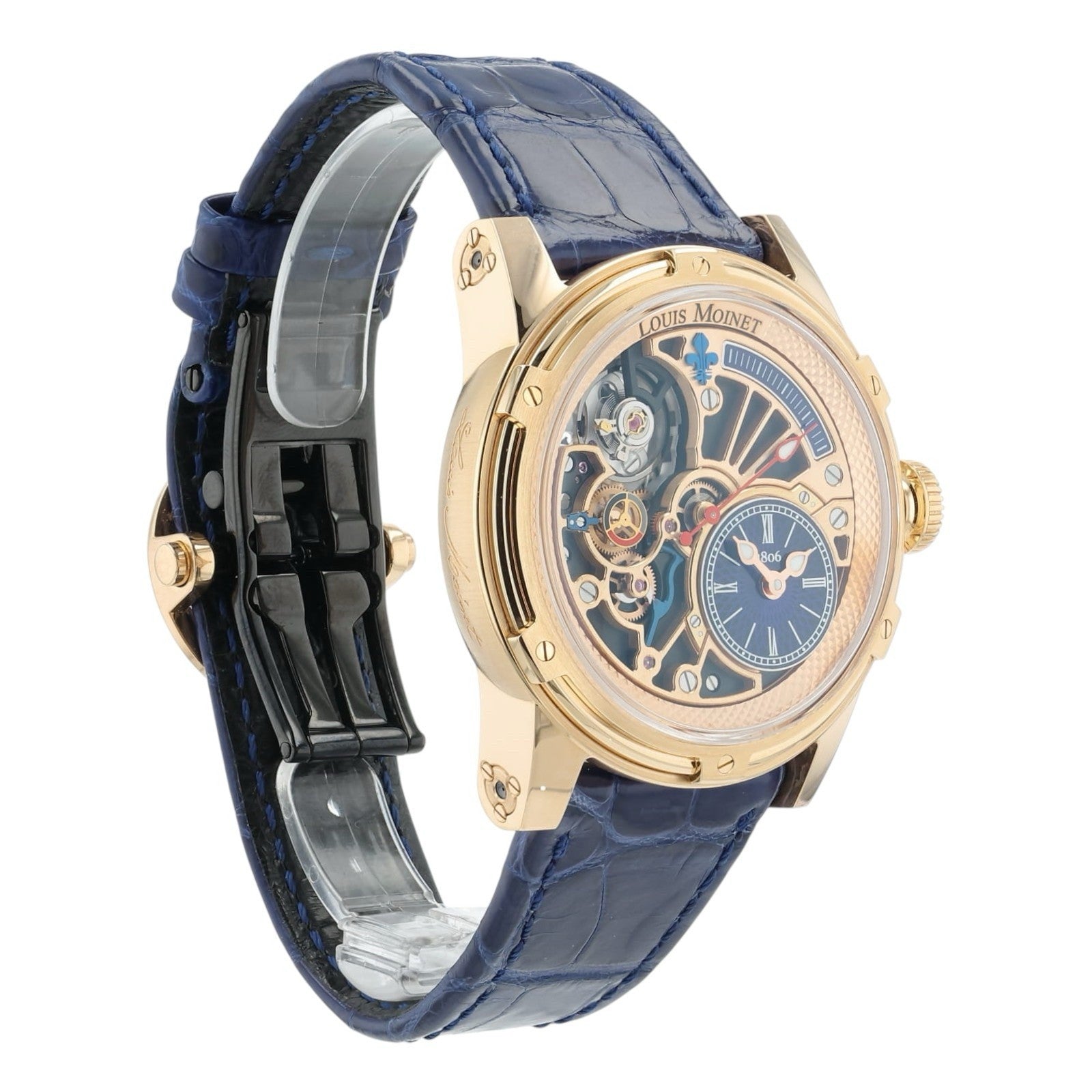 Louis Moinet Tempograph 18k Rose Gold Blue Dial 44mm Automatic Mens 50.550.20