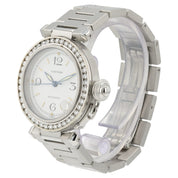 Cartier Pasha White Dial Steel 35mm Auto Diamond Bezel Unisex Watch 2324