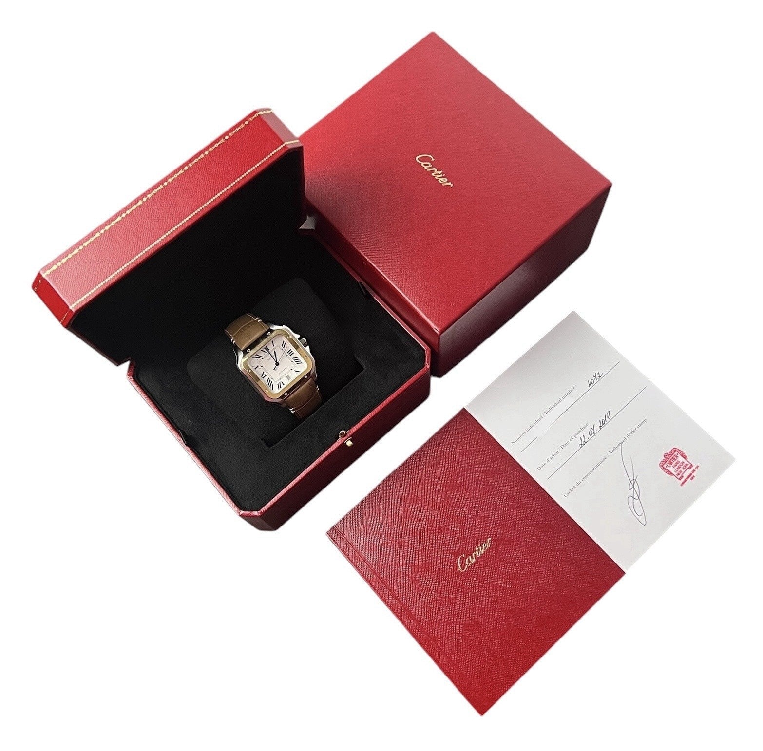 Cartier Santos Silver Dial Gold & Steel 39x47mm Manual Wind Men’s Watch W2SA0006