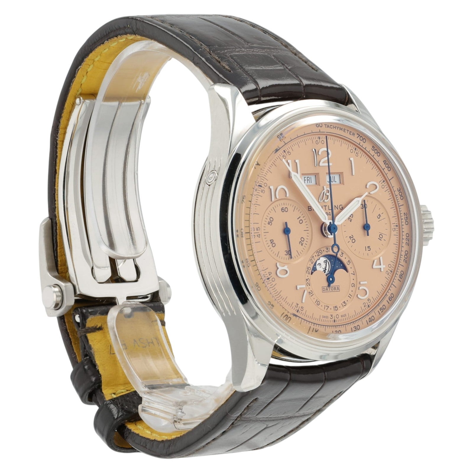 Breitling Premier B25 Datora Salmon Dial Steel 42mm Automatic Mens Watch AB2510