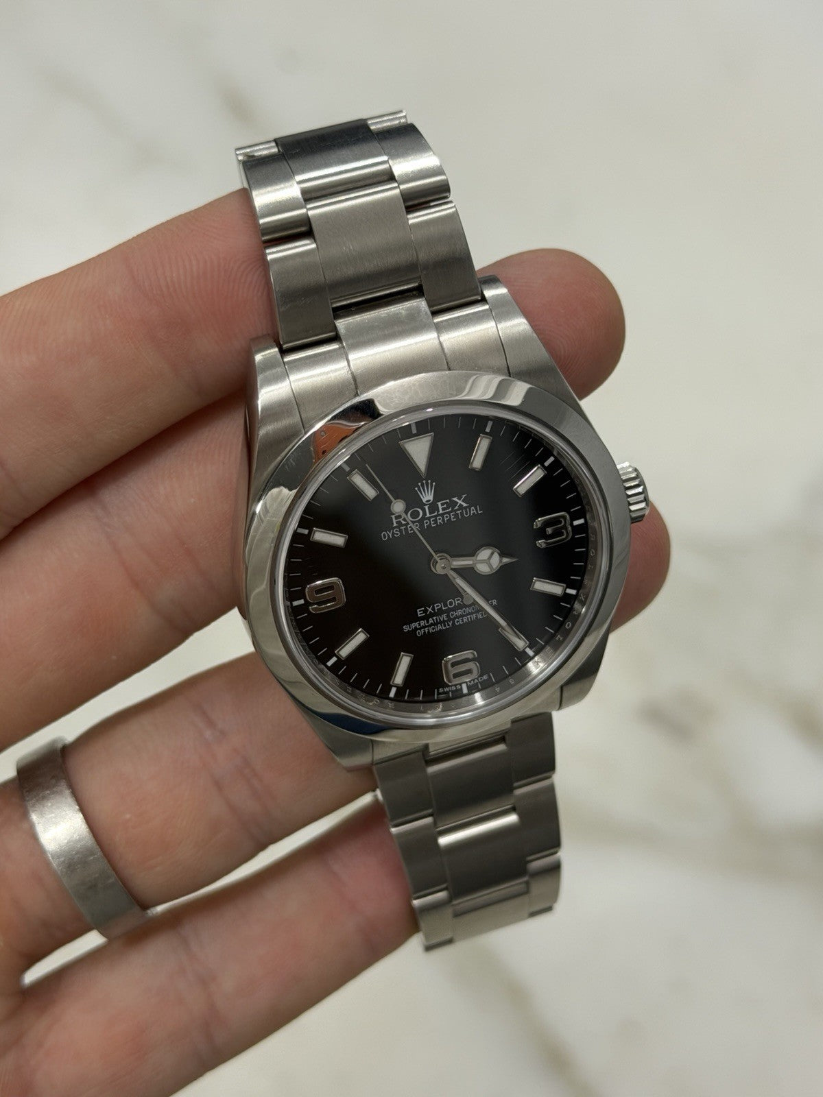 2012 Rolex Explorer  Stainless Steel 39mm MK1 Auto Men’s Watch 214270 W/ Card