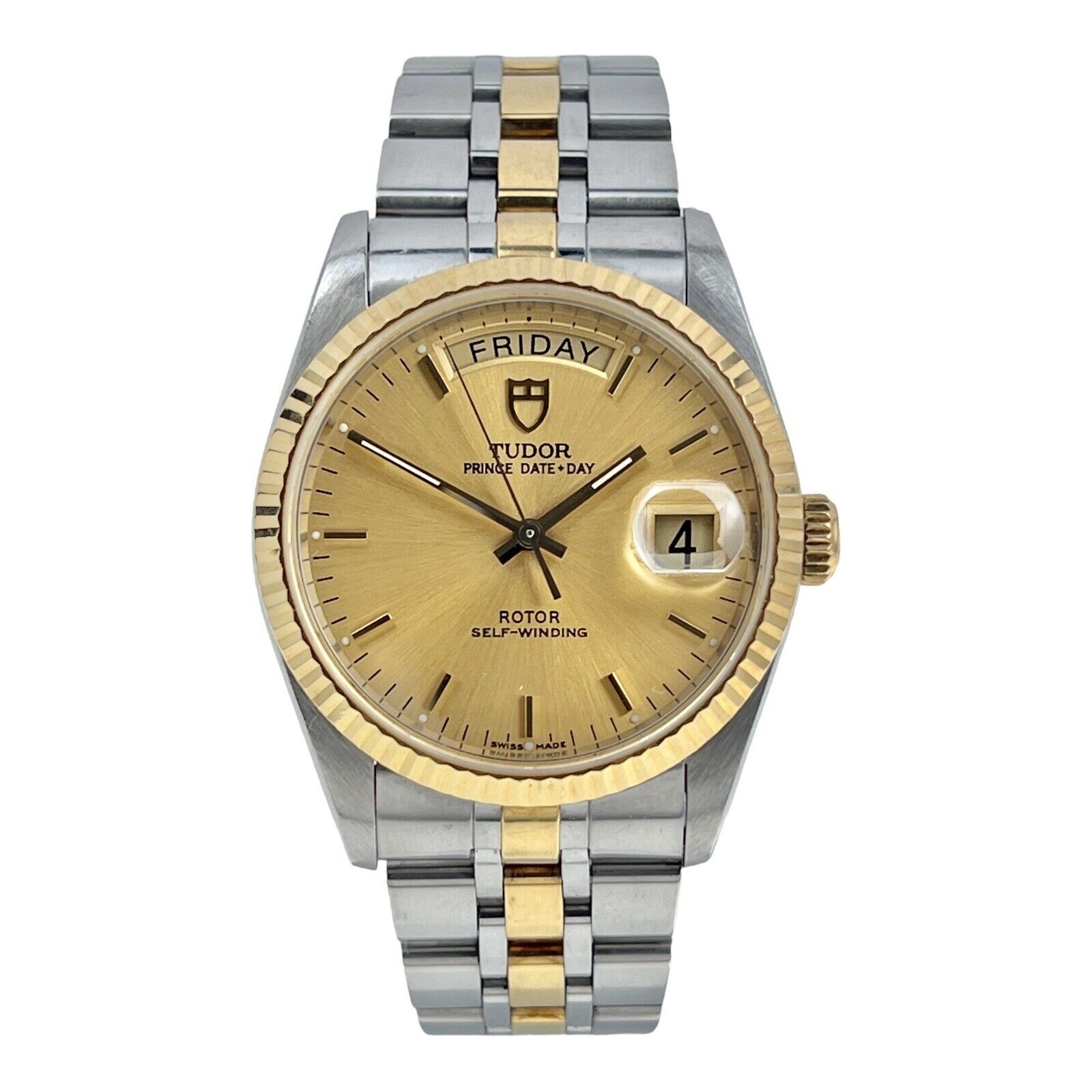 TUDOR Prince Date Day 76213 Champagne Dial Men's Two Tone Automatic Watch