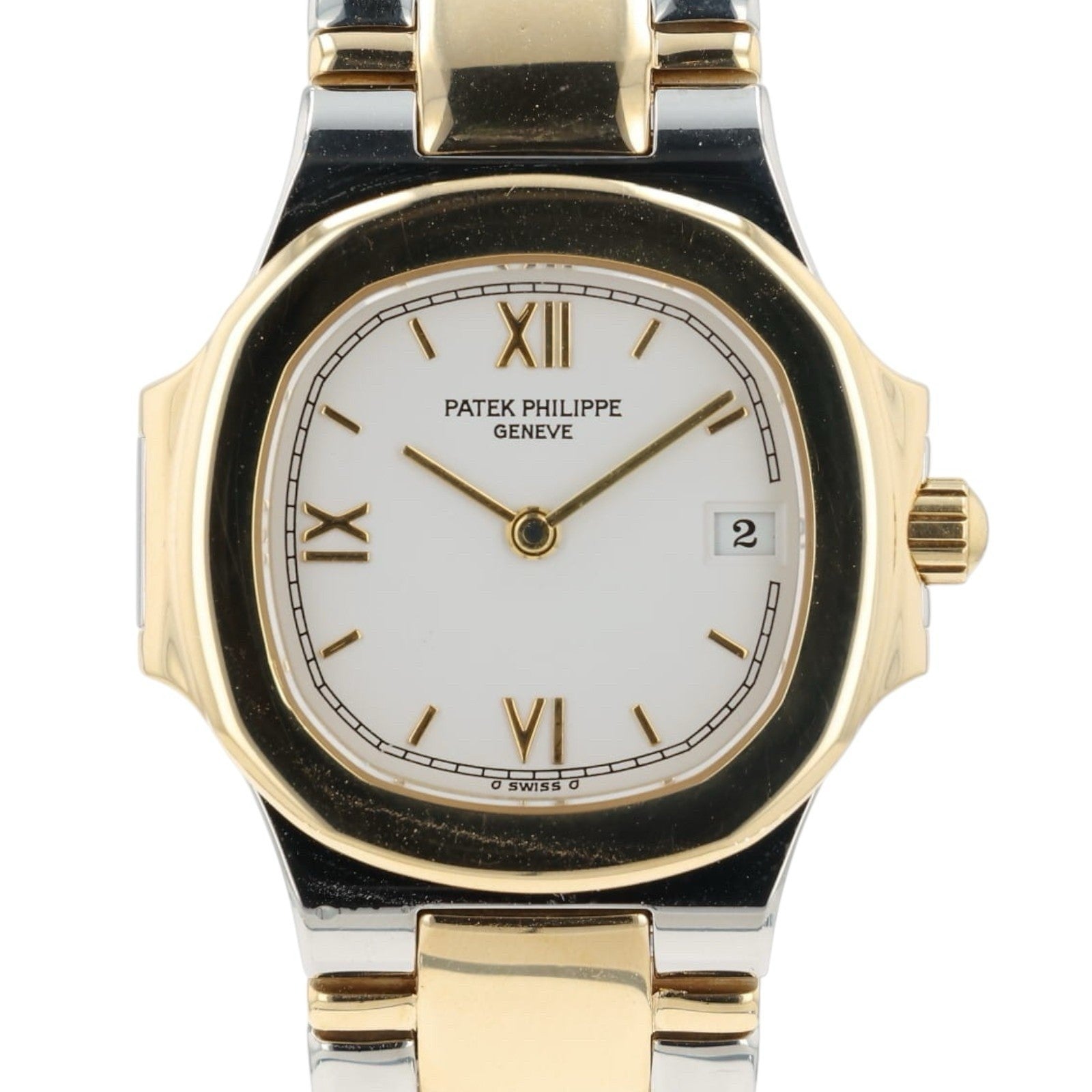 Patek Philippe Nautilus White Dial 18k Yellow Gold & Steel 27mm Quartz 4700-61