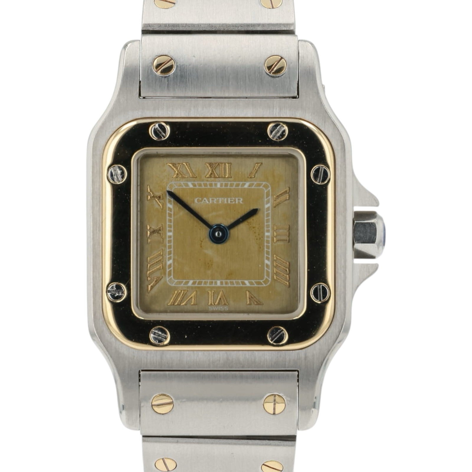 Cartier Santos Galbee Gold Dial Steel And Gold 24mm Quartz Women's Watch 1567