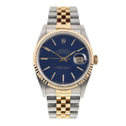 1994 Rolex Datejust Steel & Gold Blue Dial 36mm Automatic Men’s Watch 16233