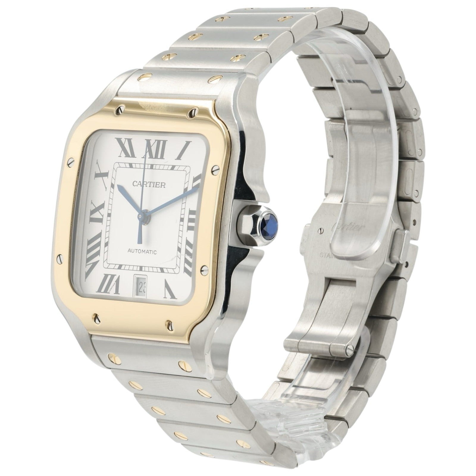 Cartier Santos Silver Dial Gold & Steel 39x47mm Automatic Men’s Watch W2SA0009