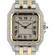Cartier Panthere Silver Dial Steel and Gold 27mm Quartz Diamond Watch 1100