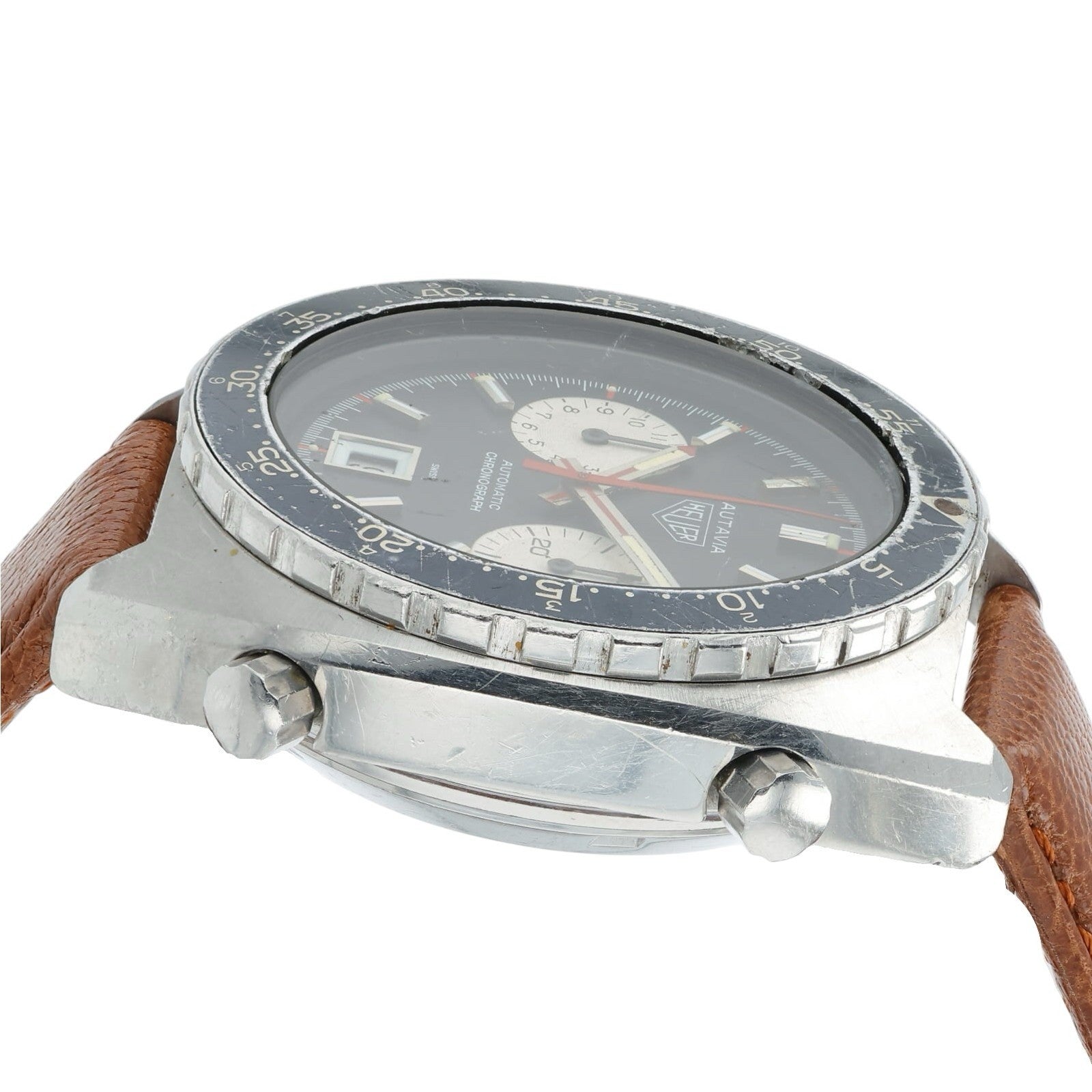 Heuer Autavia Stainless Steel Black Dial 42mm Automatic Vintage Mens Watch 11630