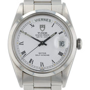 Tudor Prince Date Day Stainless Steel White Roman Dial 36mm Automatic Mens 94500