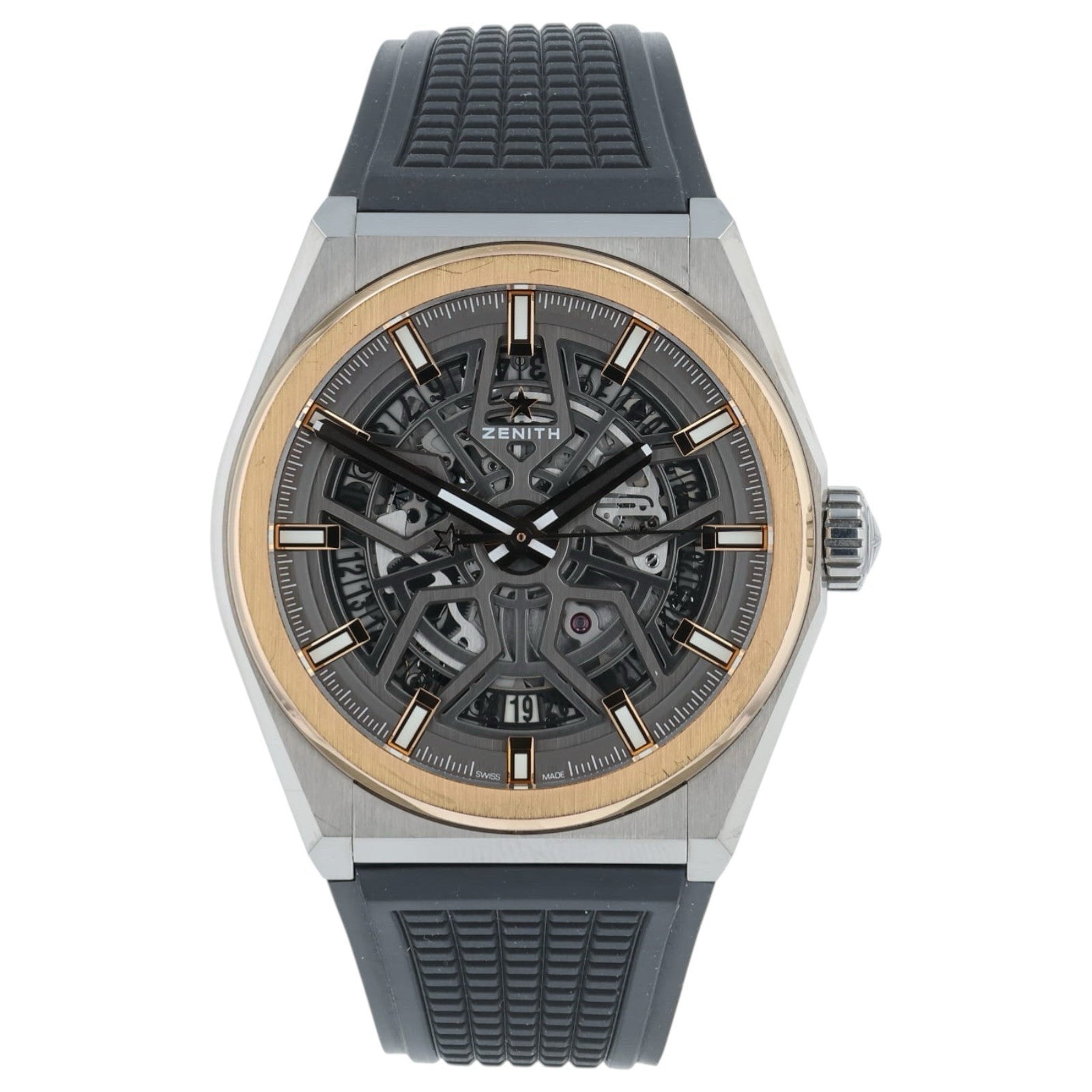 Zenith Defy Classic Skeleton Gray Dial Gold Bezel Auto Men's Watch 87.9001.670
