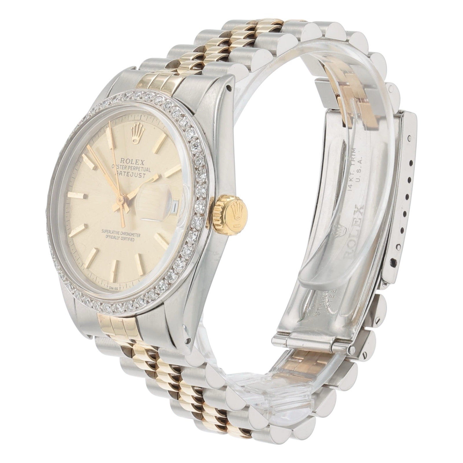 Rolex Datejust Steel & Gold Champagne Dial 36mm Automatic Mens Watch 1601