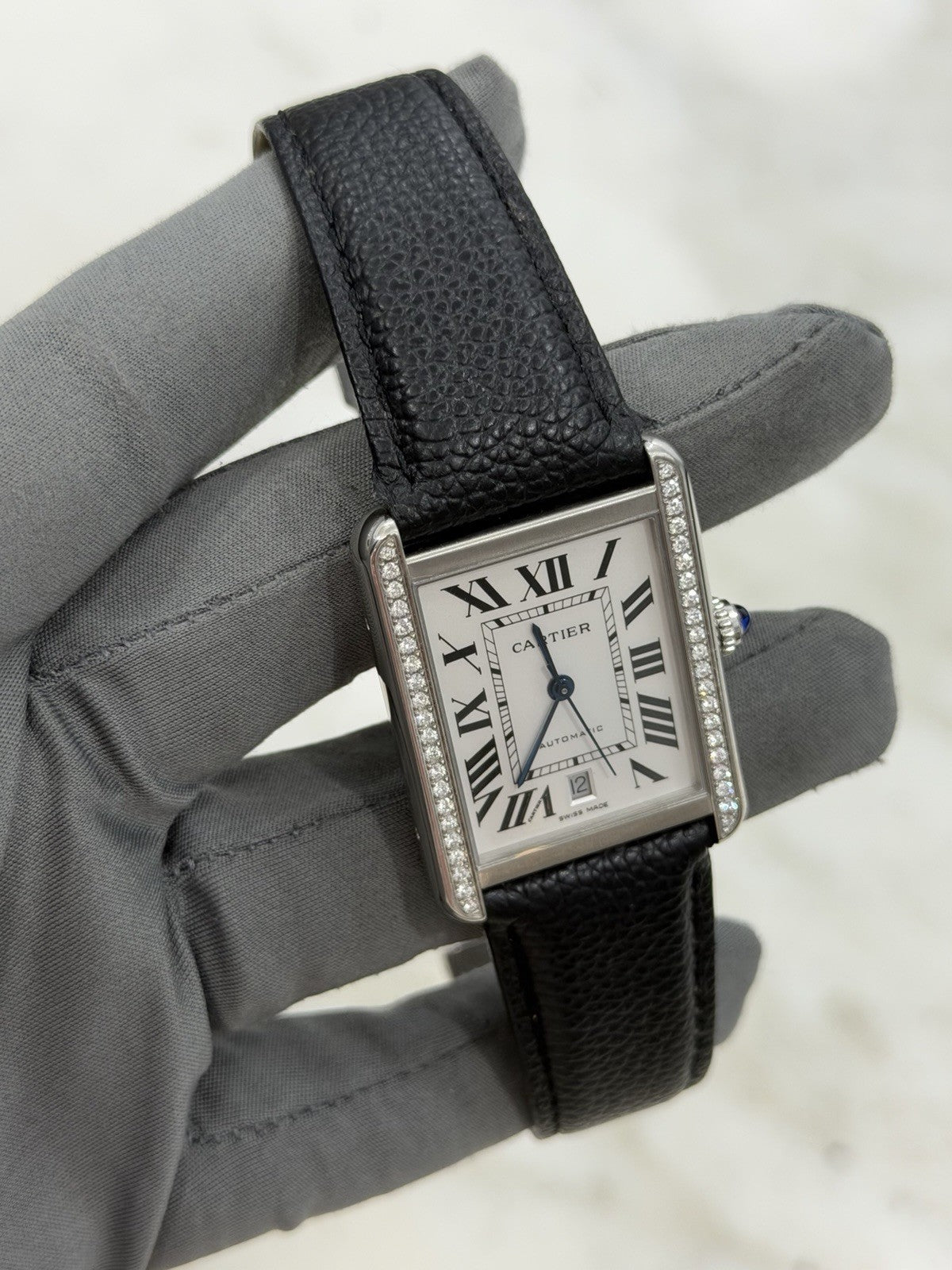 Cartier Tank Solo XL Men's Automatic Watch WSTA0029 - Aftermarket Diamonds