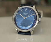 Glashutte Original Senator Sixties Steel Blue Dial Mens Watch - Box & Papers