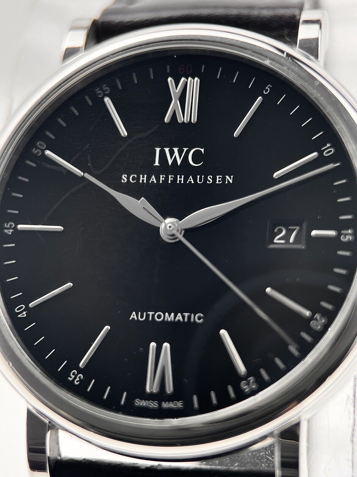 IWC SCHAFFHAUSEN Portofino IW356502 Date Black Dial Automatic Men's Watch B/P