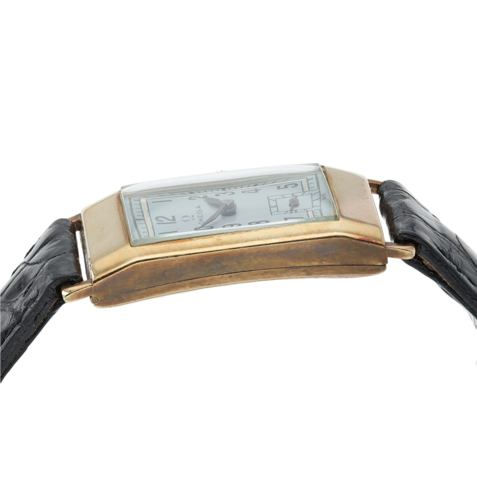 Omega T17 Light Blue Color Dial 9k Gold 20mm Manual Wind Unisex Watch