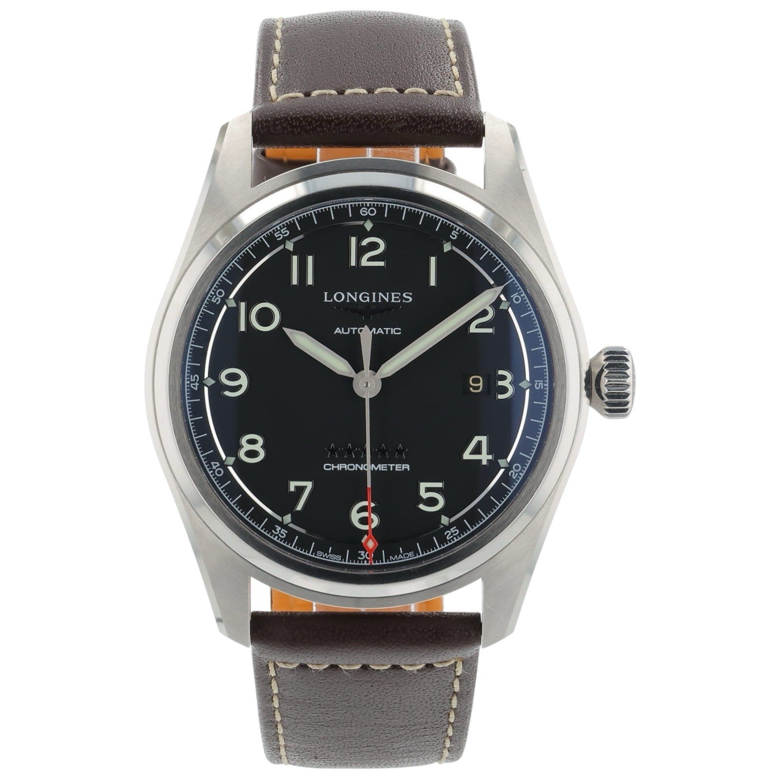 Longines Spirit Stainless Steel Black Dial 42mm Automatic Mens Watch L38114530