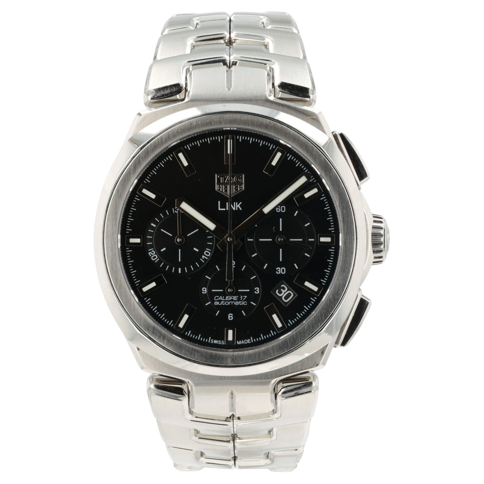 Tag Heuer Link Chrono Black Dial Stainless Steel 42mm Automatic Mens CBC2110