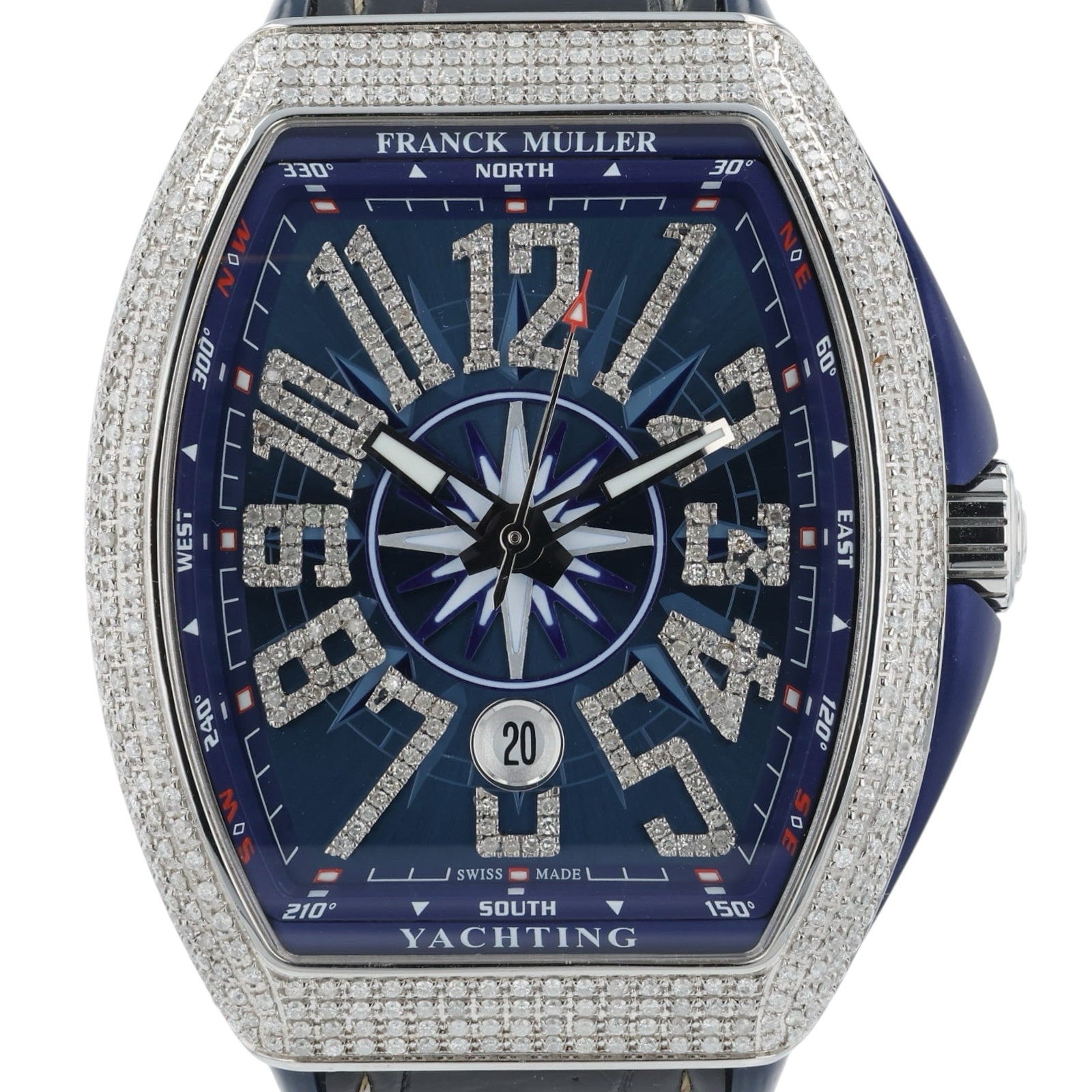 Franck Muller Vanguard Diamond Steel Blue Dial 45mm Auto Men's Watch V45 SC DT