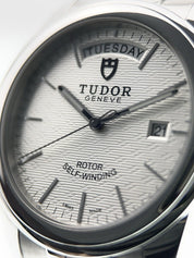 Tudor Glamour Date-Day Stainless Steel Silver Dial 39mm Automatic Men’s 56000