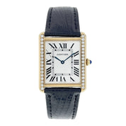 Cartier Tank Solo Stainless Steel 18k Yellow Gold Silver Dial 31mm Quartz 3167