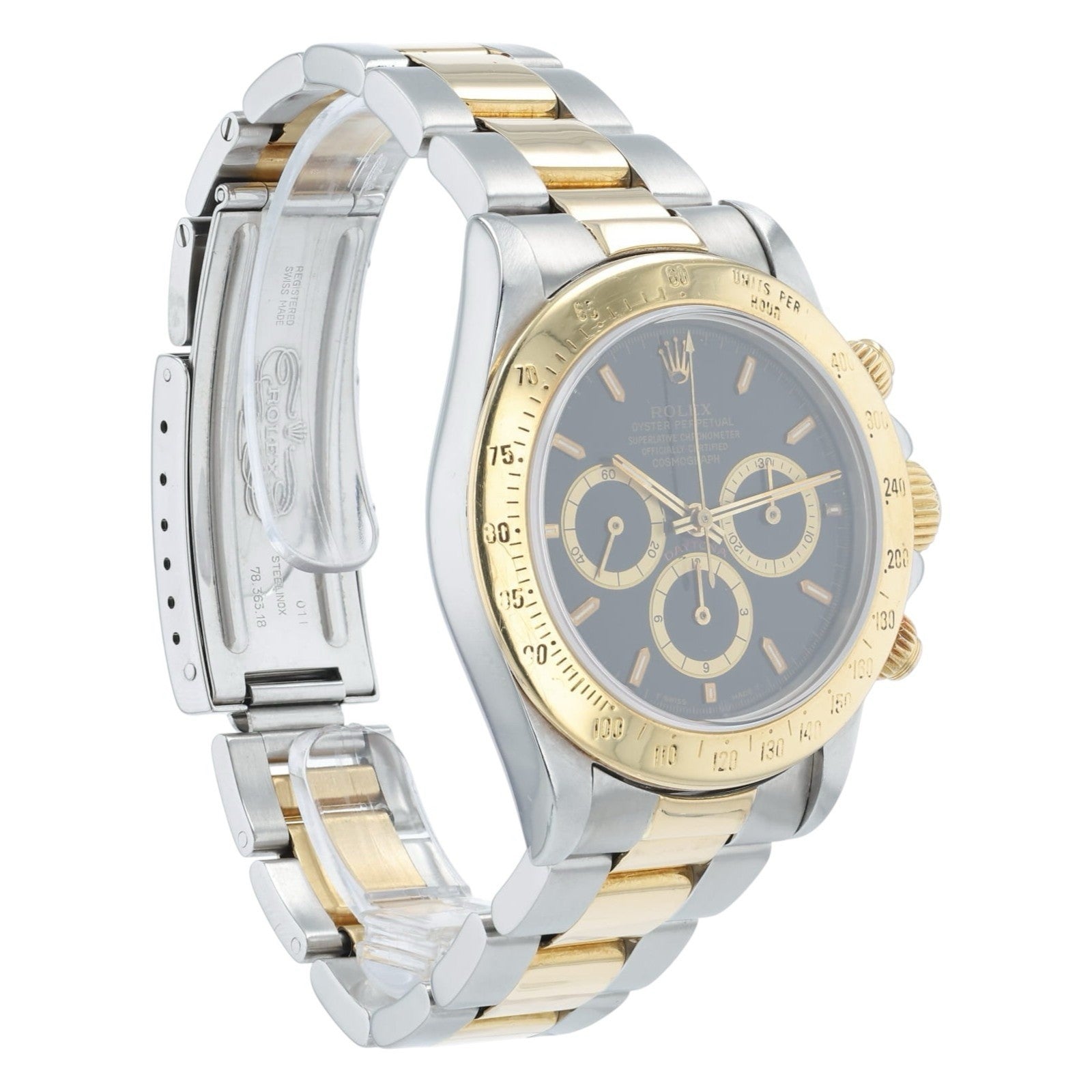 Rolex Daytona Gold & Steel Black Dial 40mm Automatic Movement Mens Watch 16523