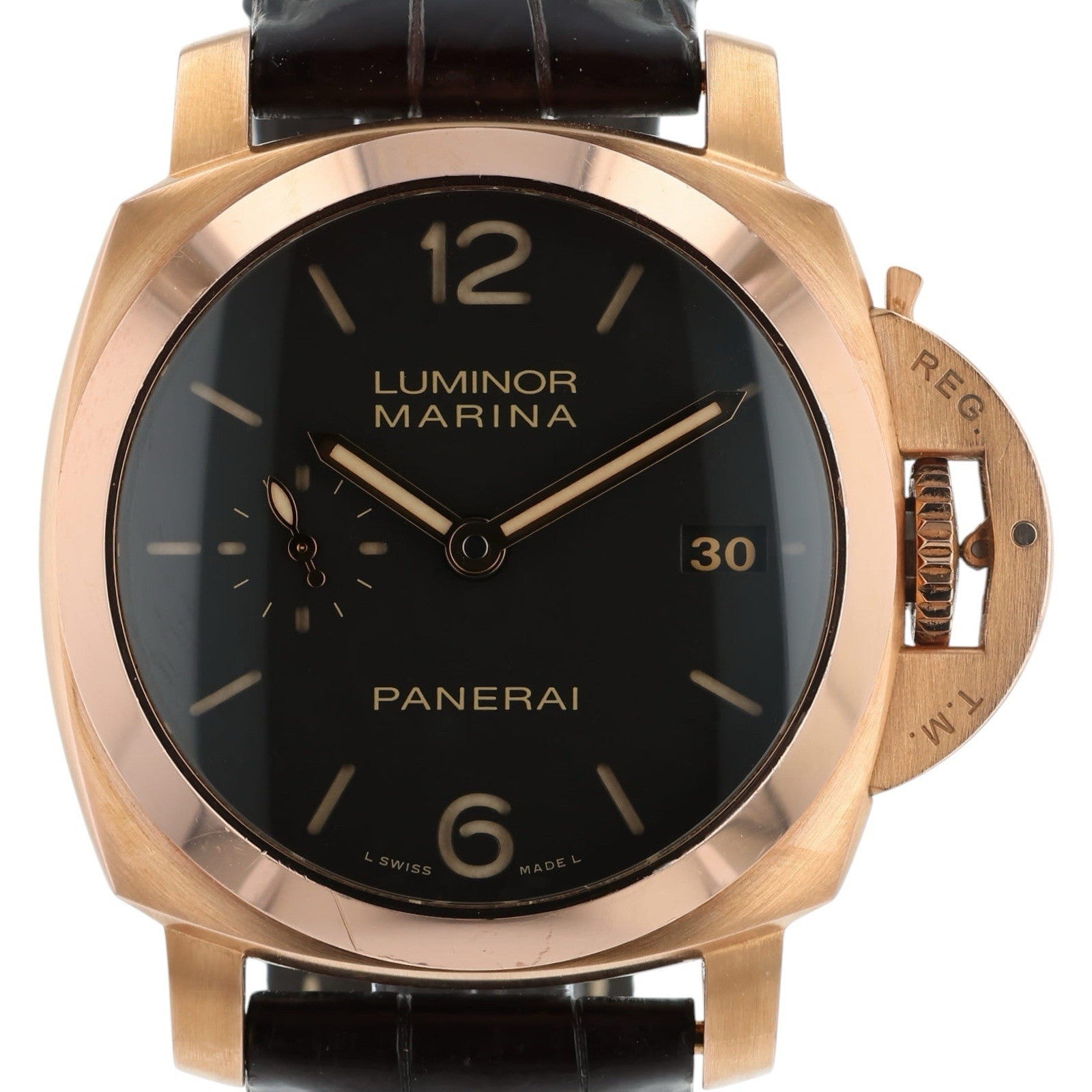 Panerai Luminor Marina 18k Rose Gold Black Dial 42mm Automatic Mens PAM00393