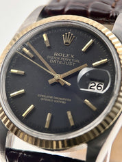 Rolex Datejust Steel & Gold Black Dial 36mm Automatic Men’s Watch 1601