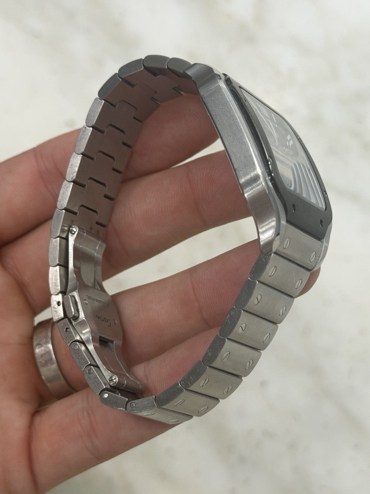 Cartier Santos Stainless Steel Grey Dial 39.8mm Automatic Men's Watch WSSA0037