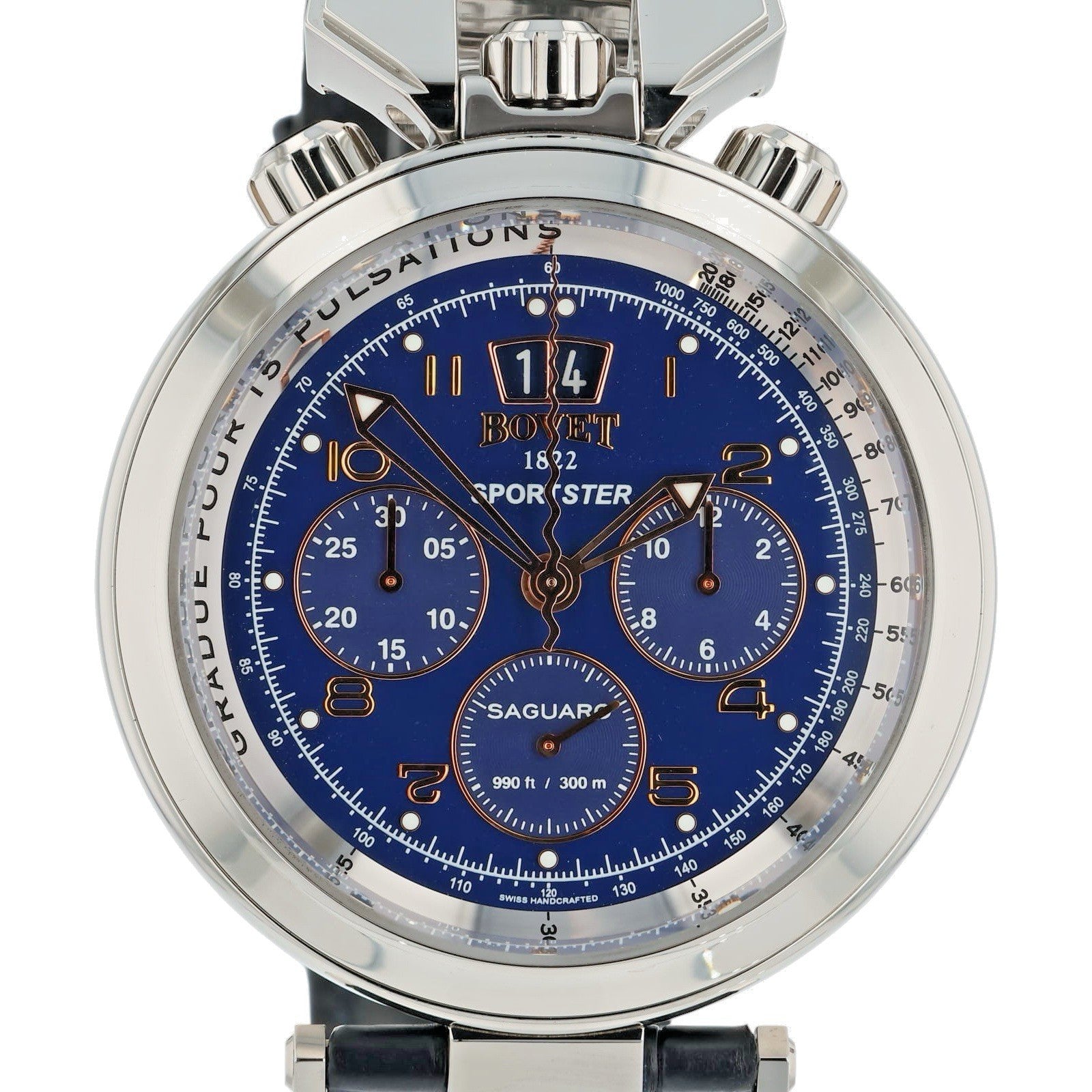NEW 2025 Bovet Sportster Saguaro Stainless Steel Blue Dial 46mm Watch SP0419