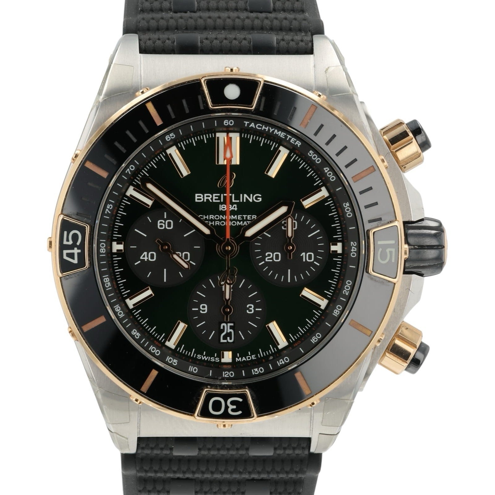 Breitling Chronomat Green Dial 18k Red Gold 44mm Automatic Men’s Watch UB0136