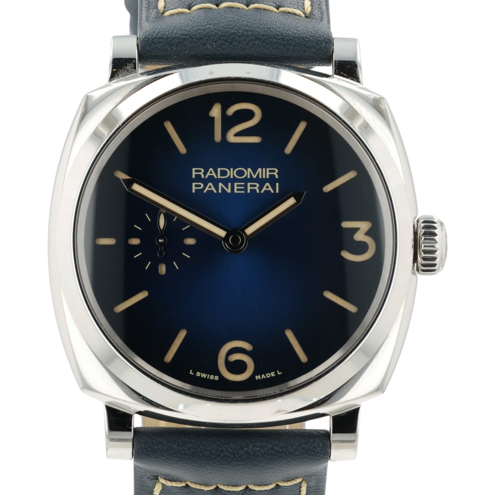 Panerai Radiomir Blue Dial Steel 42mm Manual Wind Small Second Mens PAM01144