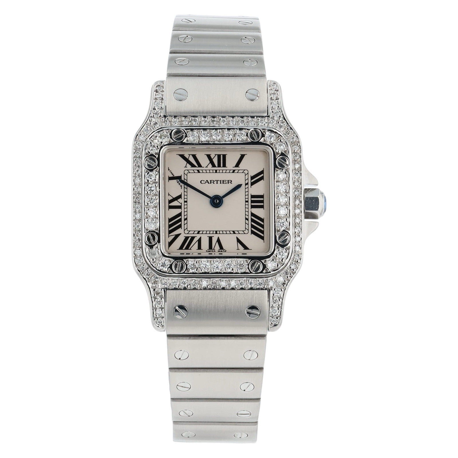 Cartier Santos White Dial Stainless Steel 24mm Quartz Women’s Watch W20056D6