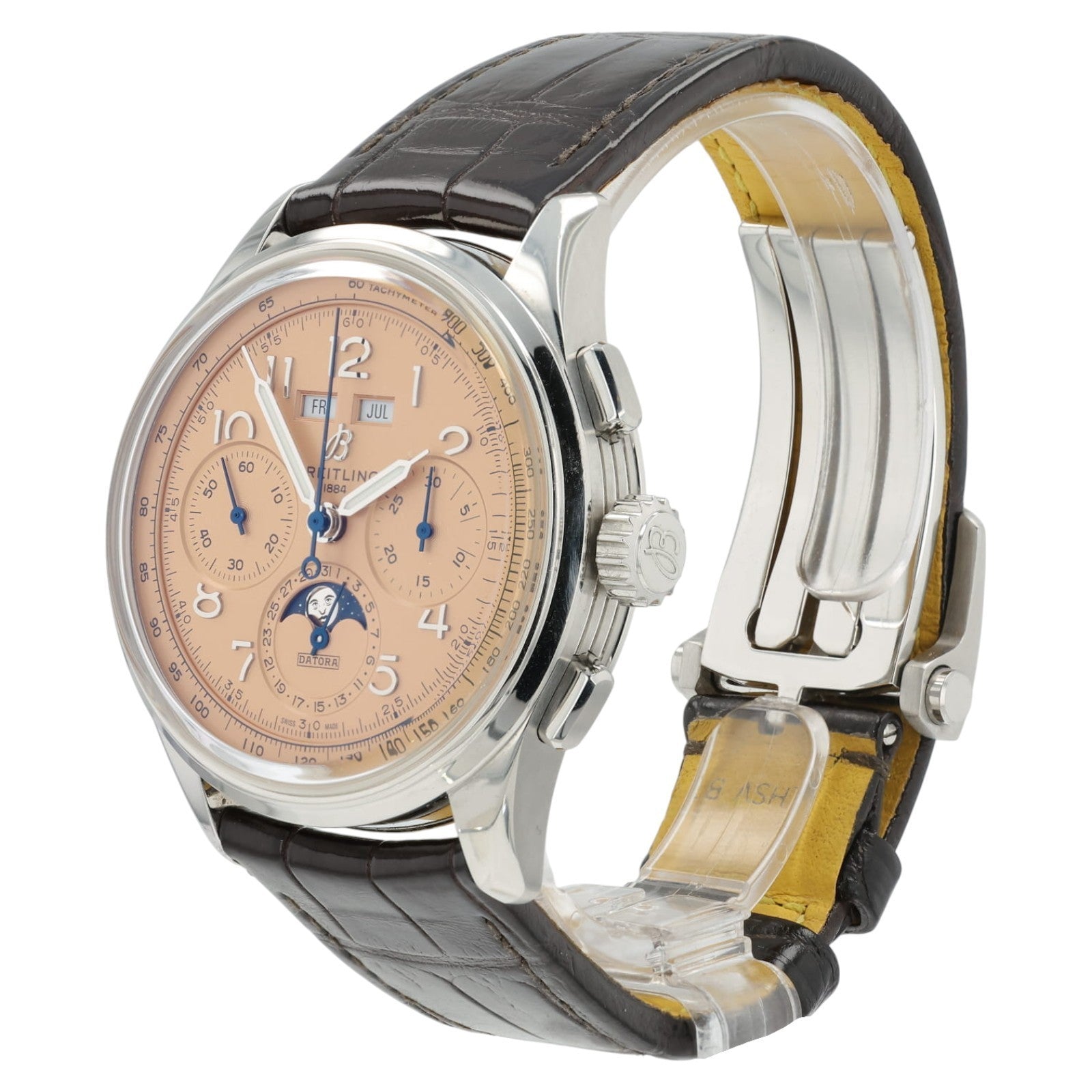 Breitling Premier B25 Datora Salmon Dial Steel 42mm Automatic Mens Watch AB2510