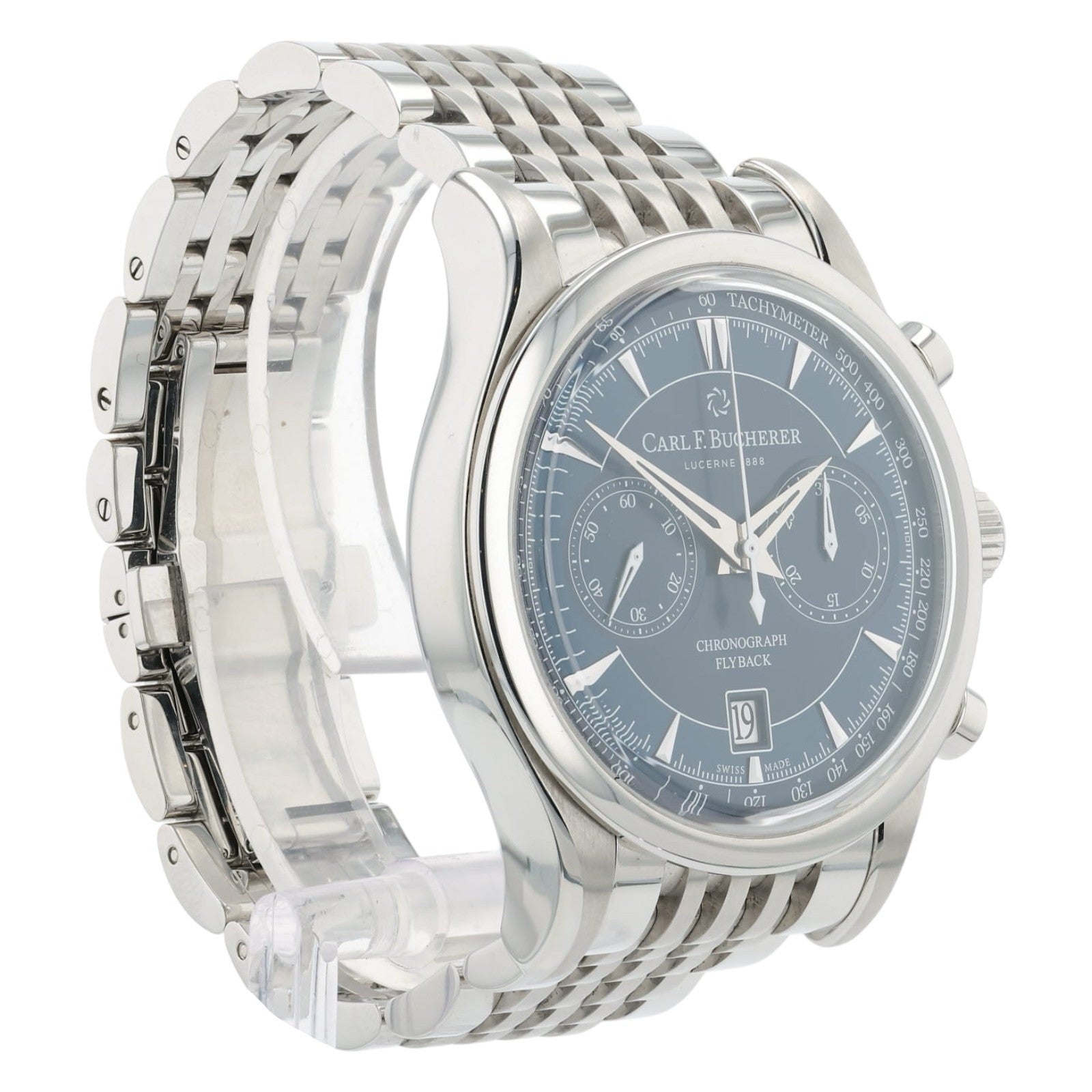 Bucherer Manero Flyback Blue Dial Stainless Steel 43mm Automatic Men’s 10919.08