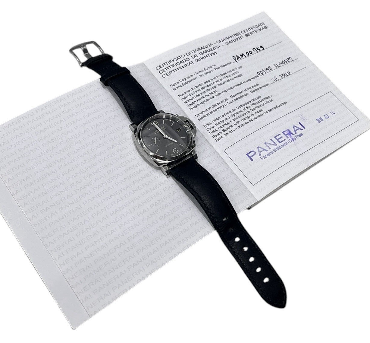 Panerai Luminor Due Stainless Steel Grey Dial 38mm Automatic Mens Watch PAM00755