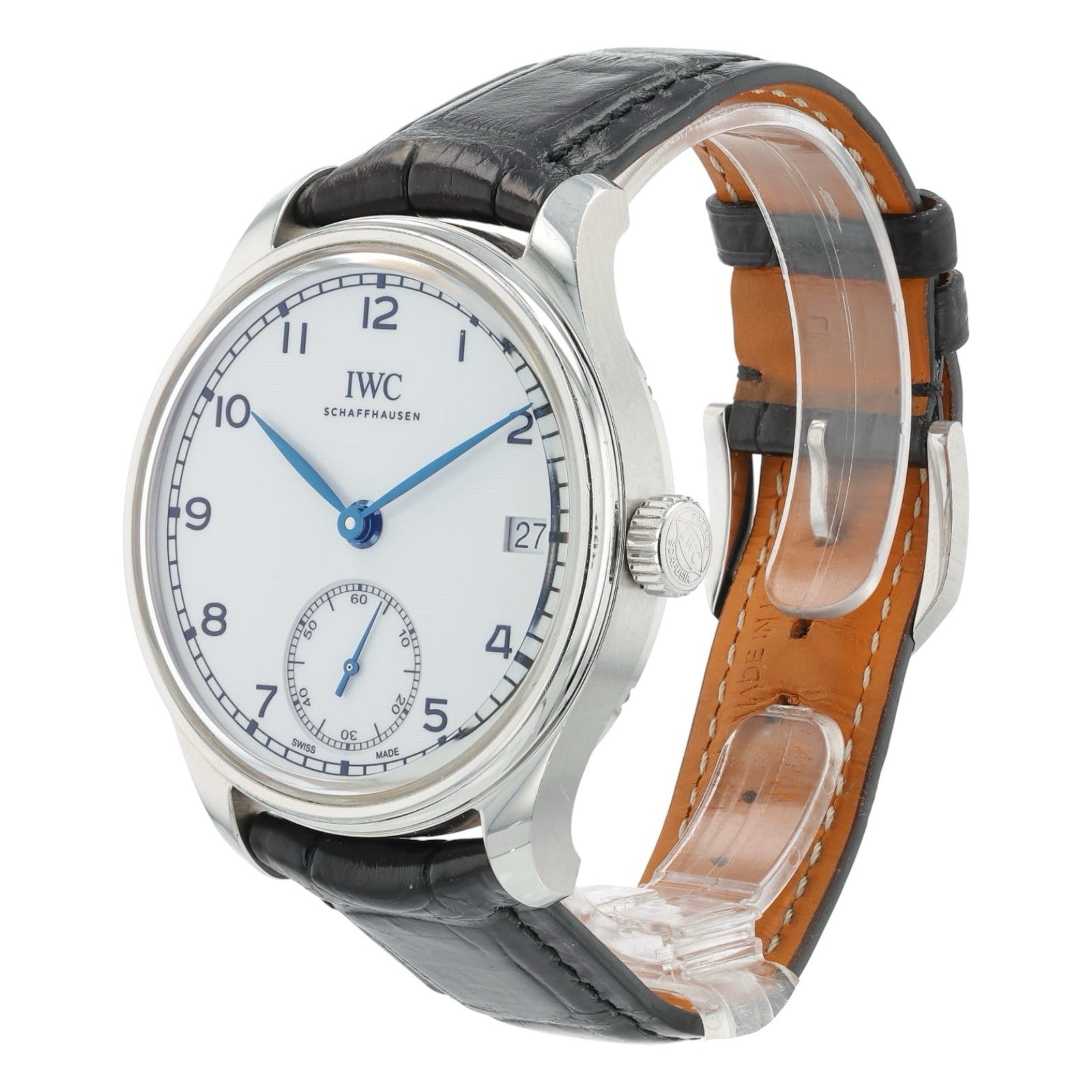 IWC Portuguese 8 Days Steel White Dial 43mm Manual Wind Mens Watch IW510212