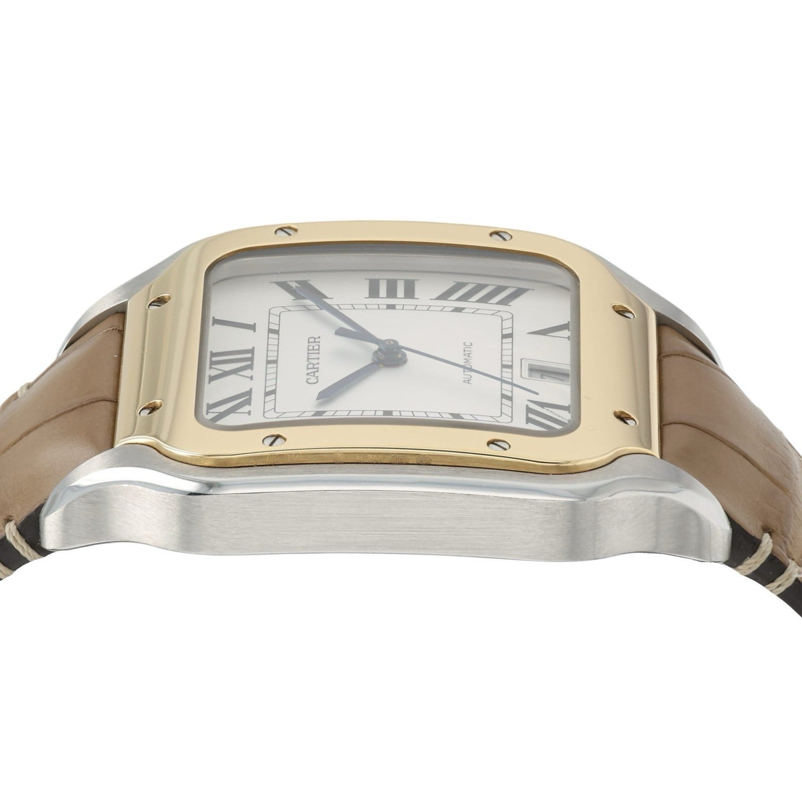 Cartier Santos Silver Dial Gold & Steel 39x47mm Manual Wind Men’s Watch W2SA0006
