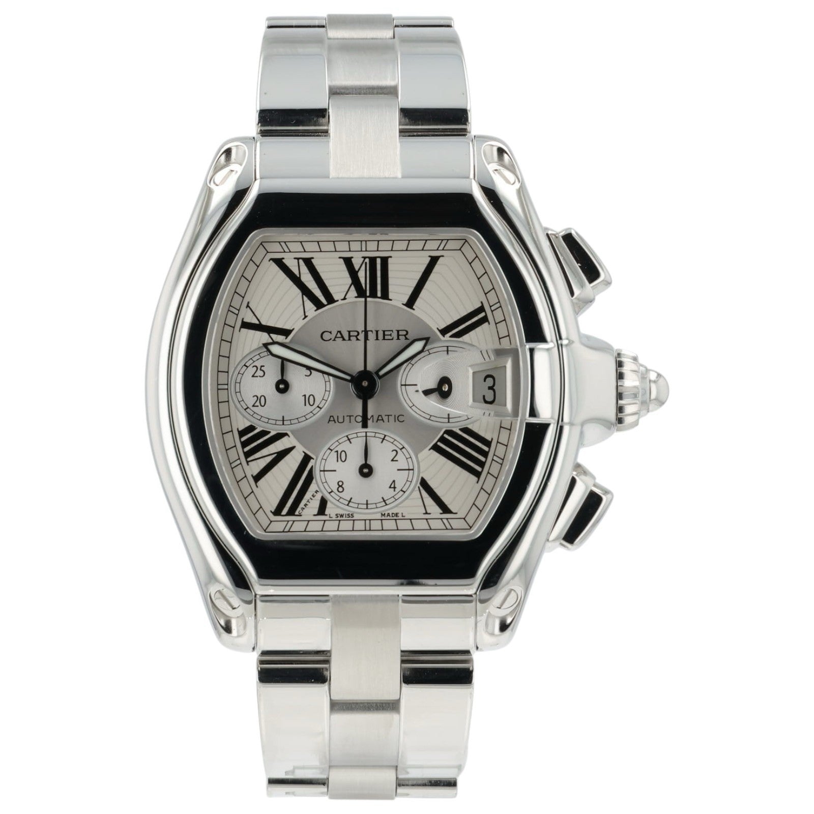 Cartier Roadster Silver Dial Stainless Steel 43mm Automatic Men’s Watch W62019X6