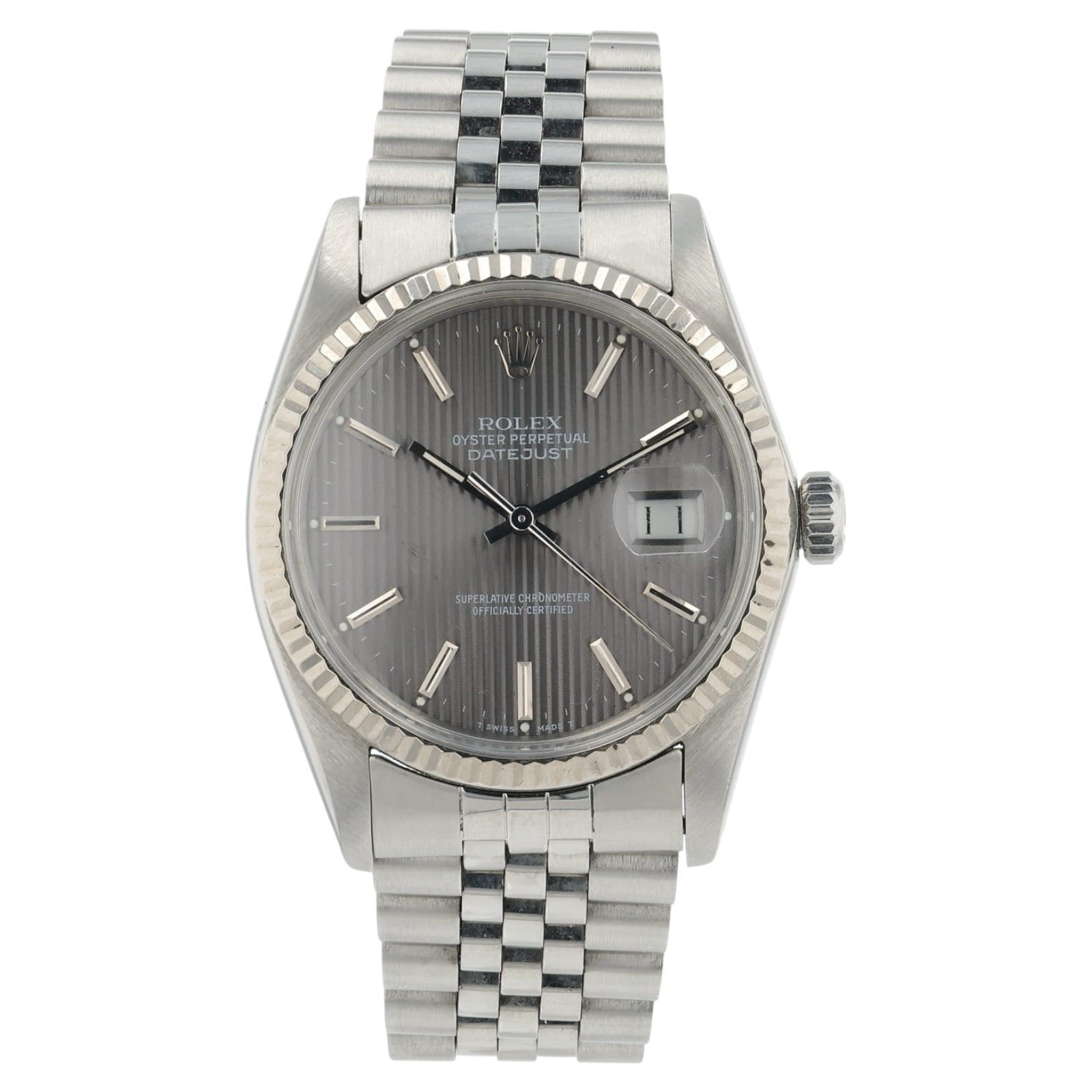 Rolex Datejust Grey Dial Stainless Steel 36mm Automatic Men’s Watch 16014