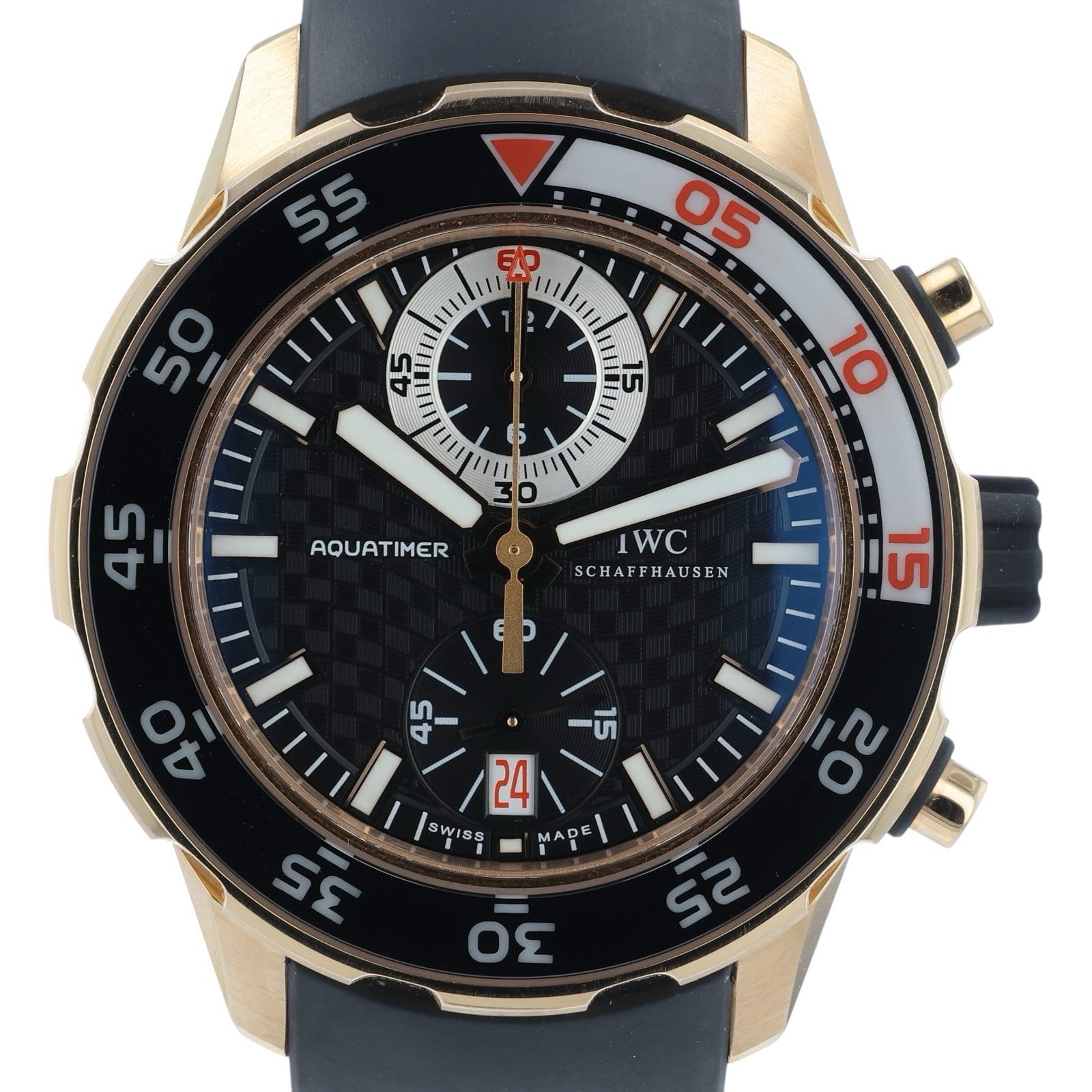 IWC Aquatimer 18k Rose Gold Black Dial 44mm Automatic Men's Watch IW376903