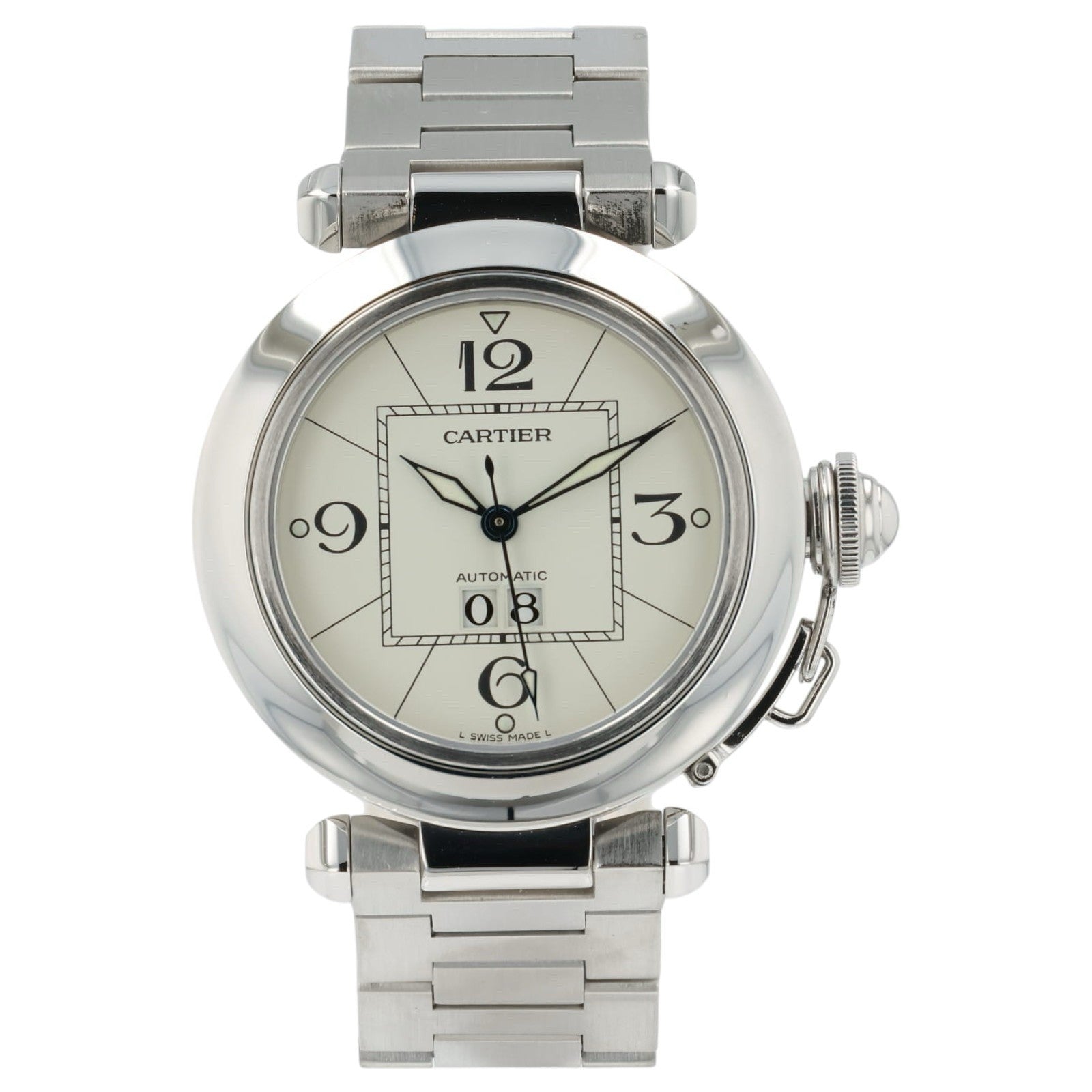 Cartier Pasha White Dial Stainless Steel 35mm Automatic Men’s Watch 2475
