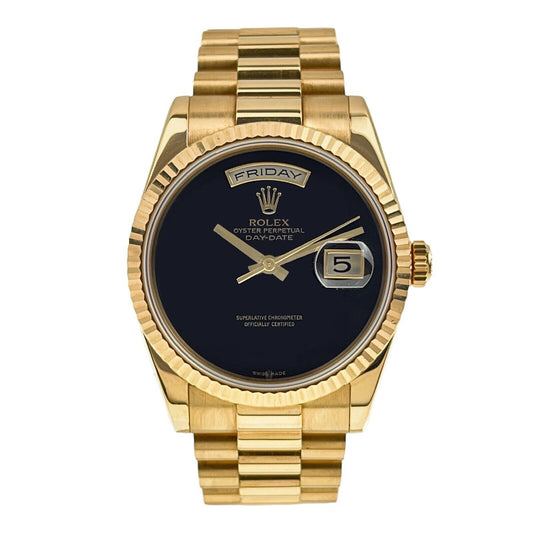 Rolex Day Date 18k Yellow Gold 36mm Onyx Dial Automatic Men’s Watch 118238