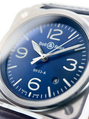 NEW Bell & Ross Blue Stainless Steel Blue Dial 41mm Automatic Men's Watch BR03