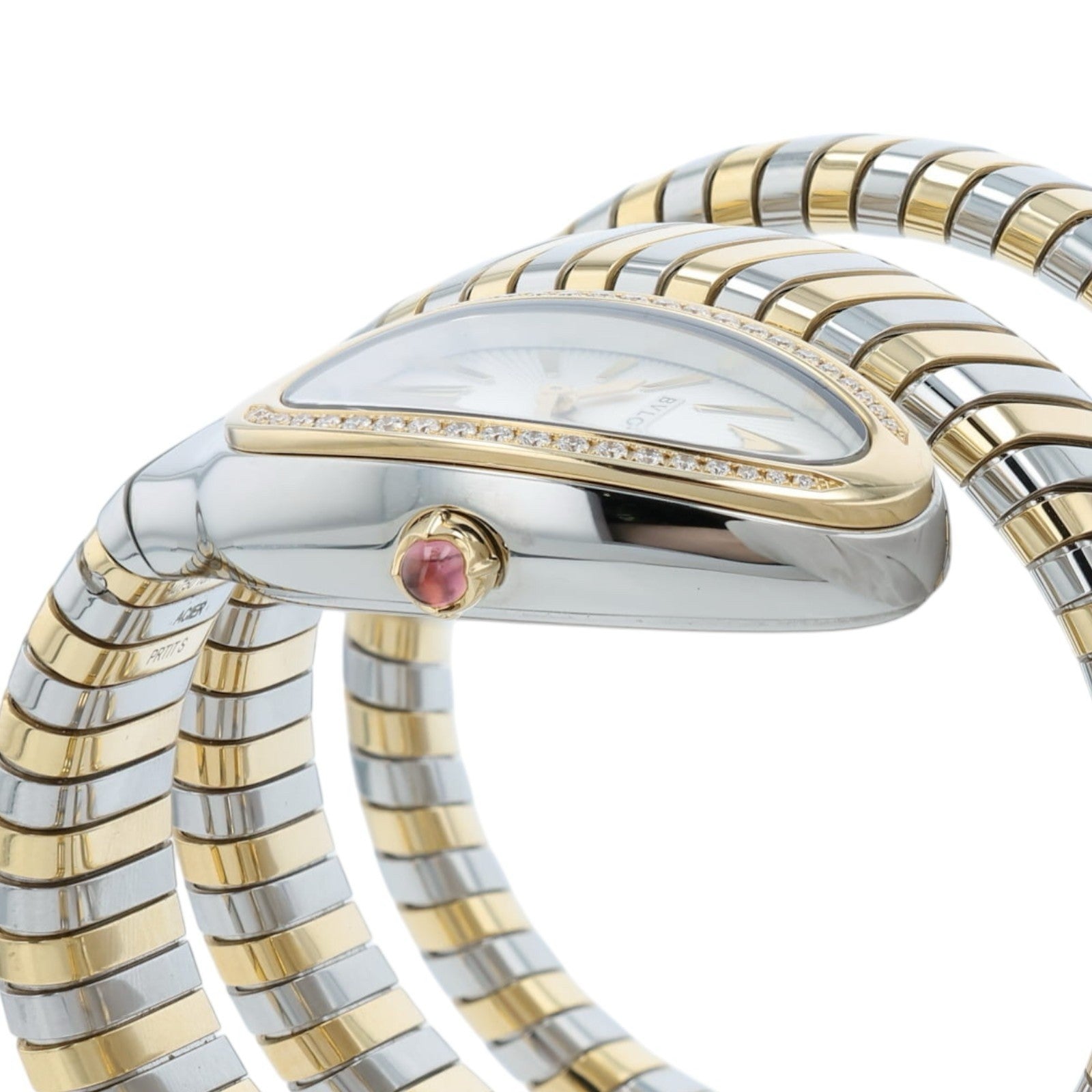 Bvgari Serpenti Tubogas Silver Color Dial Gold & Steel 35mm Quartz Womens 103797