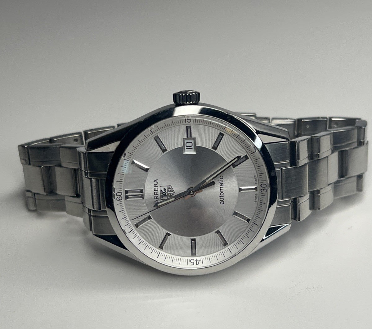 Silver TAG Heuer Carrera Calibre 5 WV211A-3