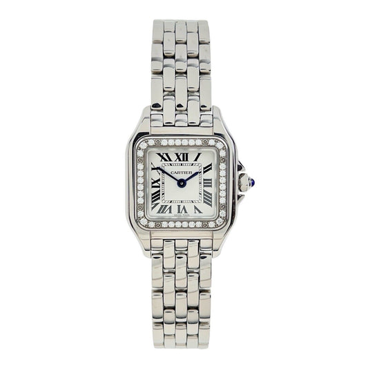 Cartier Panthere Stainless Steel 22mm Quartz Watch Diamond Bezel W4PN0007