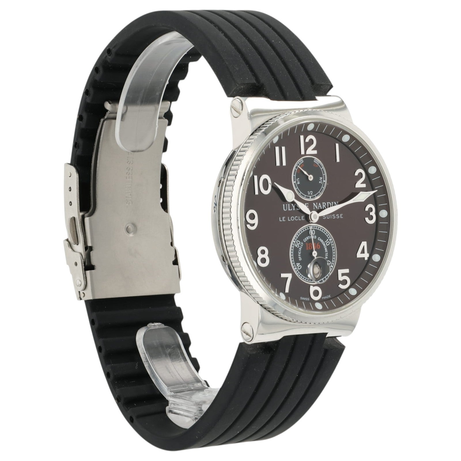 Ulysse Nardin Maxi Mairine Burgundy Dial Steel 41mm Automatic Mens Watch 263-66