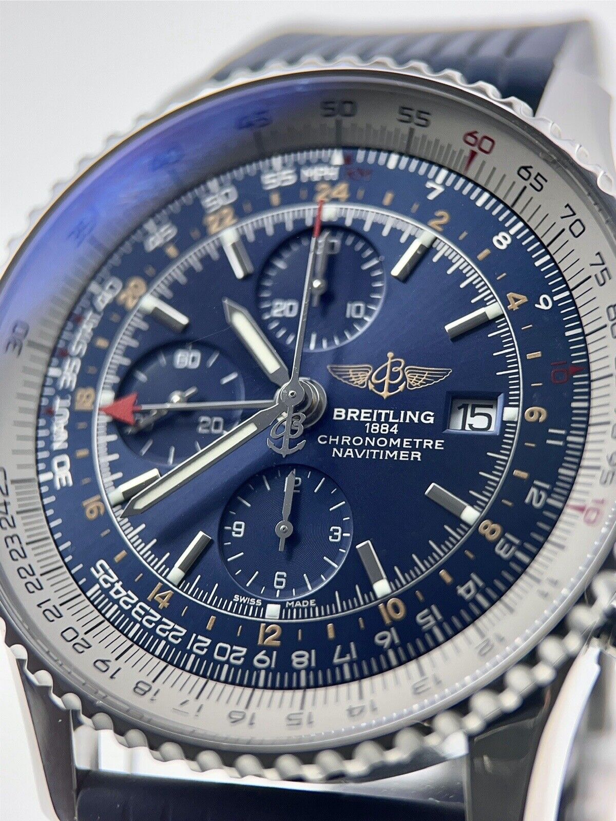 Breitling Navitimer World Steel Blue 46mm Automatic Men’s Watch A24322 - B/P